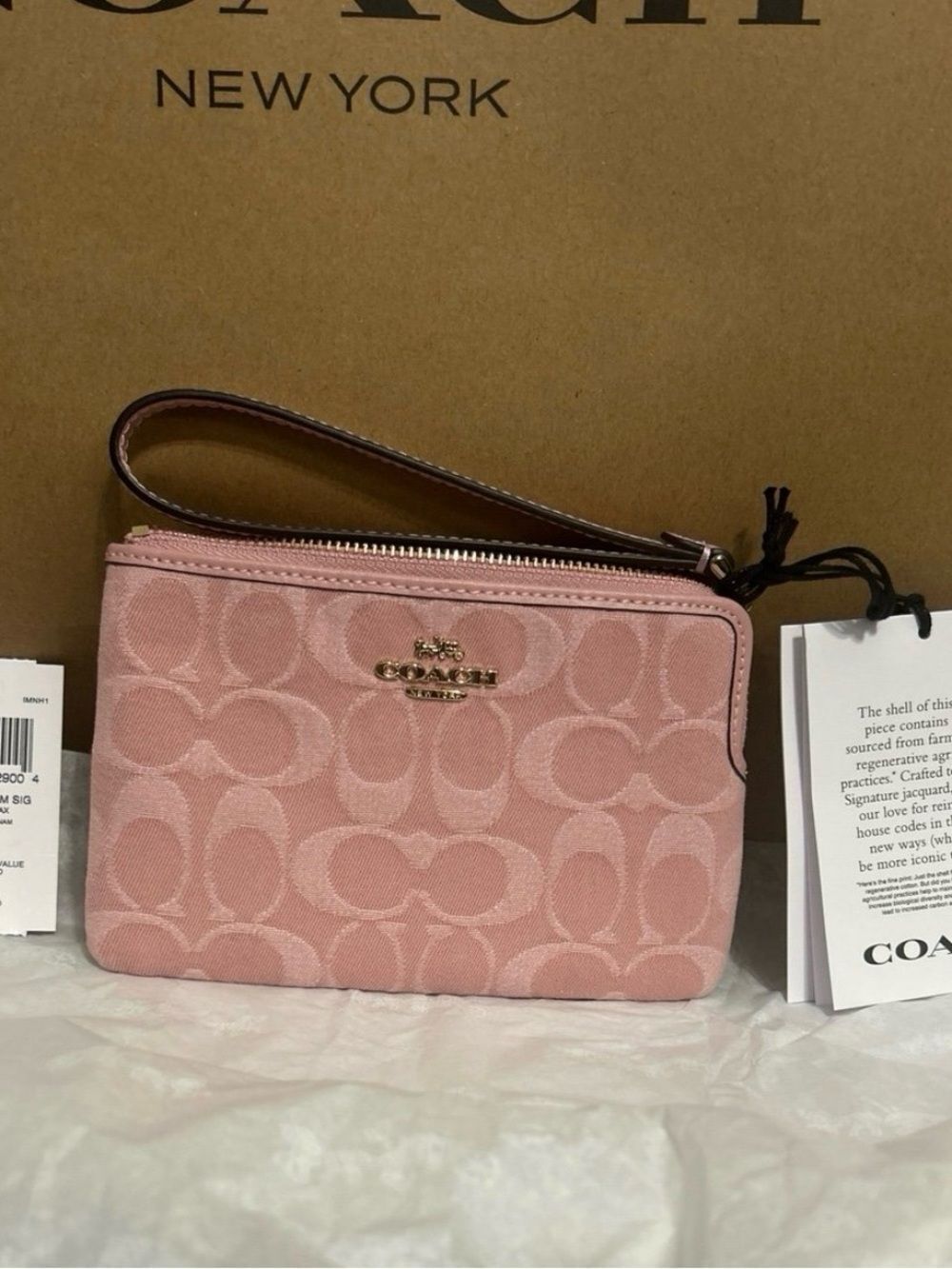 Authentic Coach Wristlet Denim Pink NWT